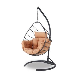 Fauteuil suspendu simple Assilma L120xH215cm Métal Noir et Tissu Orange