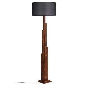 Lampadaire Abies H168cm Sapin massif Naturel et Tissu Noir