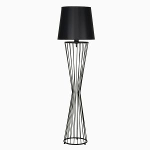 Lampadaire pied filaire sablier Accensa 165cm Tissu et Métal Noir