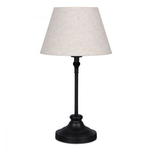 Lampe à poser Hongan H48cm Métal Noir et Tissu Blanc crème