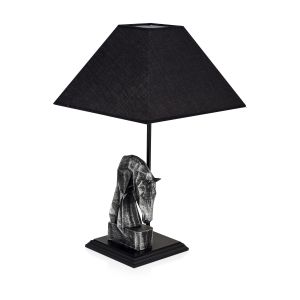 Lampe à poser tête de cheval géométrique Replico D24xH50cm Tissu Noir et Métal Argent