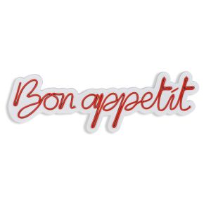 Lettrage mural Lucendi L64xH20cm "Bon Appétit" Néon Rouge