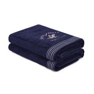 Lot de 2 serviettes de bain Sericeus 70x140cm Coton Bleu nuit