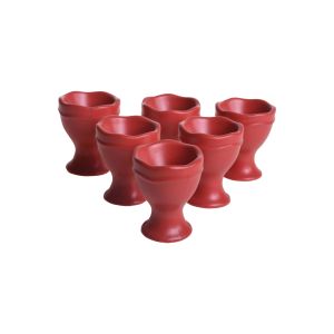 Lot de 6 coquetiers Pollito 100% Céramique Rouge mat