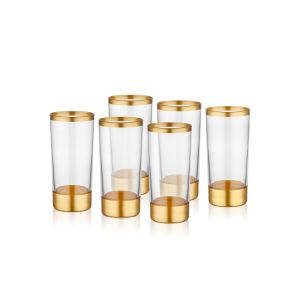 Lot de 6 gobelets à eau Aiko 225cl Verre Transparent avec base et liseré Or rose