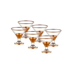 Lot de 6 verres de glace Bonnet 120ml Verre Transparent avec bandes Or rose