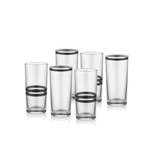 Lot de 6 verres mix liseré ceinturé Pepita 225 cc Verre Transparent Noir