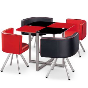 Table et chaises Morno 90 Rouge et Noir