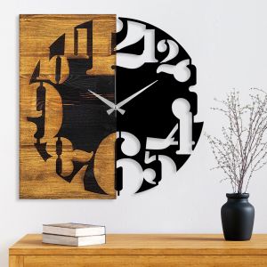 Montre Murale Continuum Graff Bois Noir et Naturel