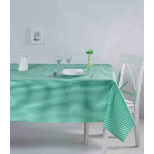 Nappe de table Bertier 170x170cm Coton Motif petits carreaux Vert et Blanc