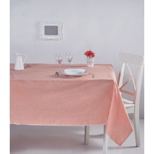 Nappe de table Bertier 170x220cm Coton Motif petits carreaux Orange et Blanc