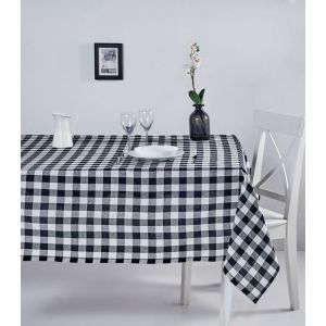 Nappe de table Brunier 160x160cm Motif Carreaux Noir et Blanc