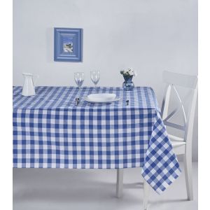 Nappe de table Brunier 160x220cm Motif Carreaux Bleu et Blanc