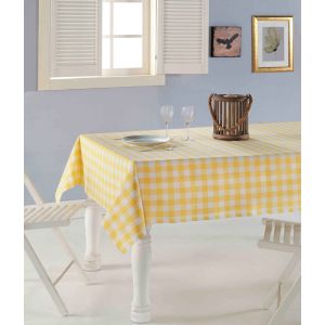 Nappe de table Brunier 160x220cm Motif Carreaux Jaune et Blanc