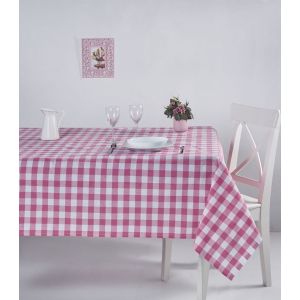 Nappe de table Brunier 160x260cm Motif Carreaux Rose et Blanc