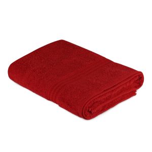 Serviette de bain liteau à trois lignes brodées Sicco 70x140cm 100% Coton Rouge