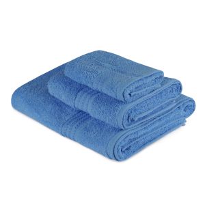 Set de 3 serviettes SIcco 100% Coton Bleu