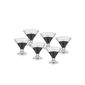 Set de 6 coupes à glace ceinturées Crustallus 9x8x8cm Verre Transparent Noir