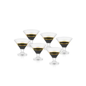 Set de 6 coupes à glace ceinturées Crustallus 9x8x8cm Verre Transparent Noir Or