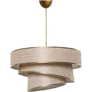 Suspension 3 cylindres design oblique Inconditus Ø40cm Beige et Or