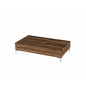 Table basse avec rangement Toffee 69,2x121cm Bois Naturel et Métal Chrome