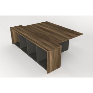 Table basse convertible avec rangement Briand Bois foncé et Anthracite