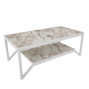 Table basse Houyi 120cm Bois Blanc effet marbre