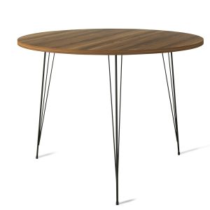 Table ronde Gillson D90cm Métal Noir et Bois foncé