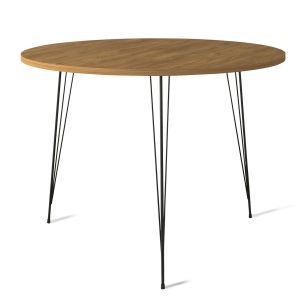 Table ronde Gillson D90cm Métal Noir et Bois Naturel