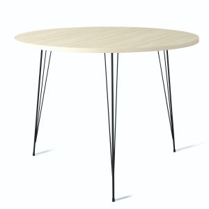 Table ronde Gillson D90cm Métal Noir et Chêne Clair