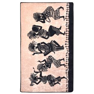 Tapis Amalu 80x200cm Velours Motif Femmes africaines Noir et Beige