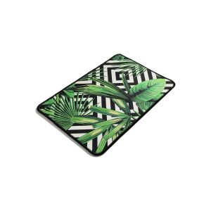 Tapis de salle de bain Malisa 40x60cm Velours Motif Losange et feuilles tropicales