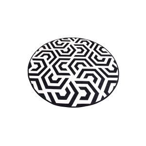 Tapis de salle de bain rond Hexalta Ø100cm Motif géométrique Noir et Blanc