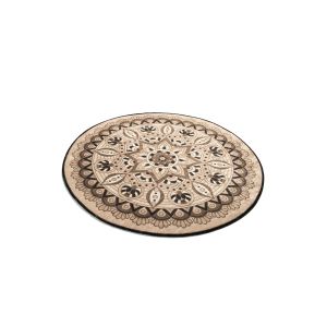 Tapis de salle de bain rond Mandalis Ø100cm Motif mandala Beige