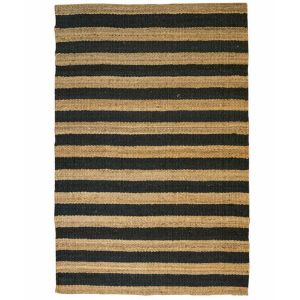 Tapis Giralda 120x180cm Jute Motif Rayures Noir et Beige