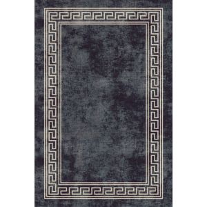 Tapis Irat 120x180cm Motif Grec Gris foncé et Blanc