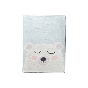 Tapis Kimo 100x160cm Velours Motif Petit ours Blanc