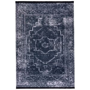 Tapis Lyan 100x300cm 100% Velours Motif Arabesque Gris foncé