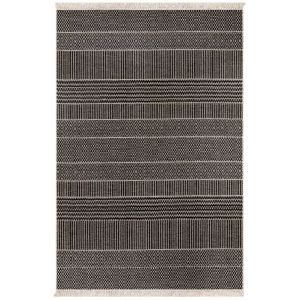 Tapis Makai 60x100cm Jute Motif Ethnique Noir et Beige