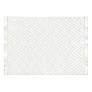 Tapis Okomo 200x290cm Motif Zigzag Beige et Blanc