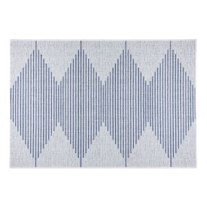 Tapis Vashti 120x180cm Sisal Motif Losange en bandes Bleu marine et Blanc