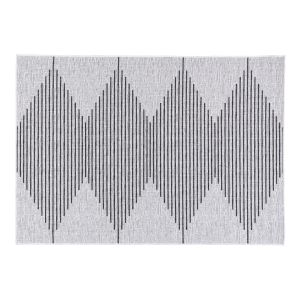 Tapis Vashti 120x180cm Sisal Motif Losange en bandes Noir et Blanc