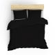 Set housse de couette 240x220cm et 2 taies d'oreiller Lovina uni Satin de Coton Noir