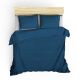 Set housse de couette 240x220cm et 2 taies d'oreiller Noctis Motif Rayures fines Satin de Coton Bleu