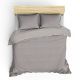 Set housse de couette 240x220cm et 2 taies d'oreiller 60x60cm Lovina uni 100% Coton Gris clair