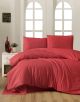 Set housse de couette 240x220cm et 2 taies d'oreiller 60x60cm Lovino uni 100% Coton Rouge