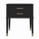 Table de chevet 2 tiroirs Hortense L60xH72cm Noir et Or