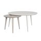 Lot de 2 tables basses gigognes modernes Carnes Blanc et Taupe