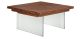 Table basse minimaliste Morgany L60cm Bois massif et Verre Transparent