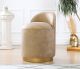 Pouf design Cuvelo D45cm Cuir Beige avec base Or